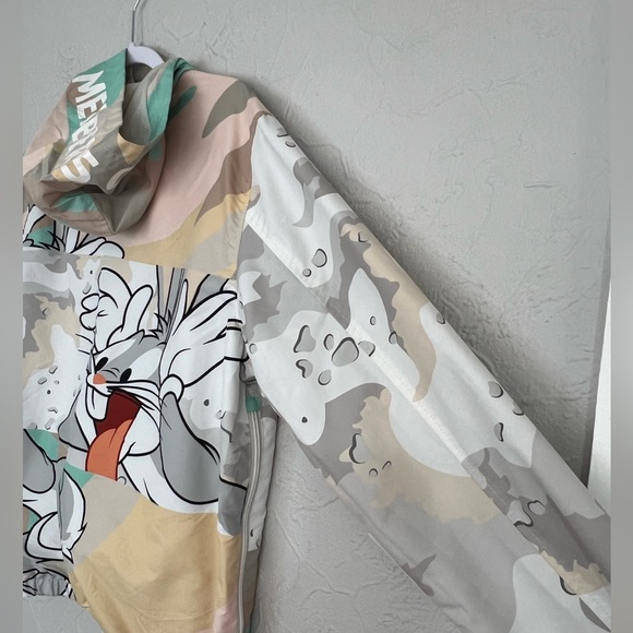 Mens Members Only Looney Tunes Bugs Bunny Windbreaker Jacket Camouflage Size M - Picture 3 of 6